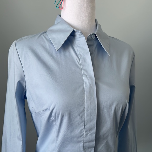 MANGO Fitted Cotton Shirt Sky Blue NWT - Picture 5 of 10